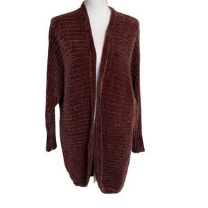 Torrid Cardigan Sweater Size 0 Medium/Large Chenille Brown Longline